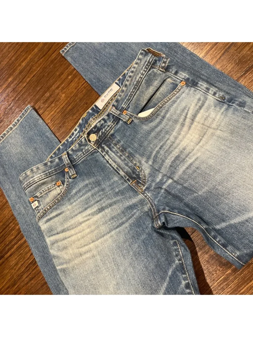 AG Matchbox Slim Straight Jean 32x33.5 21 Yrs Seize Distressed Faded AG-ED Denim